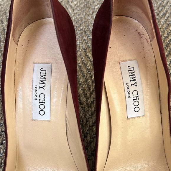 Jimmy Choo suede burgundy heels GUC
